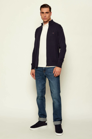Cardigan barbati Tommy Hilfiger bleumarin cu fermoar si logo brodat [2]