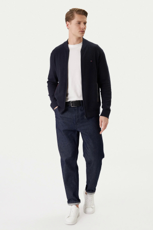 Cardigan barbati Tommy Hilfiger bleumarin cu fermoar si logo [2]