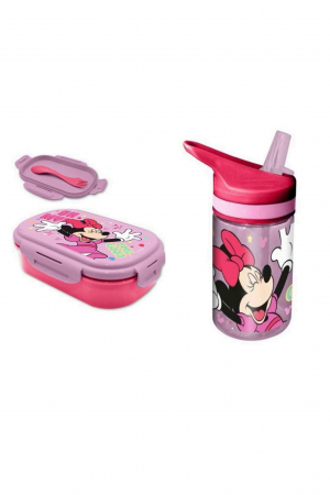 Alte accesorii scolare - Cutie sandvis cu tacamuri si sticla de apa 400ml tritan Minnie Mouse