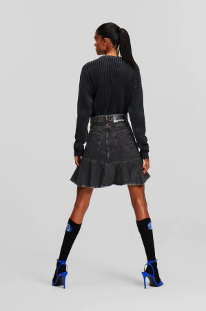 Fusta mini Karl Lagerfeld Jeans din denim cu volane [1]