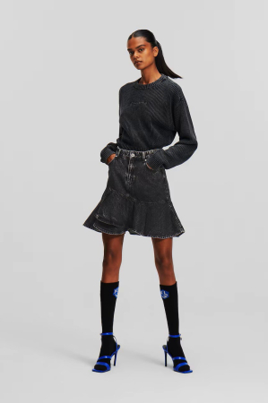 NOUTATI - Fusta mini Karl Lagerfeld Jeans din denim cu volane