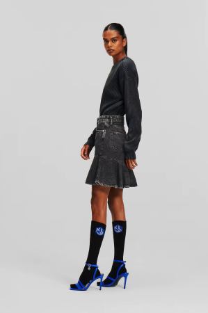 Fusta mini Karl Lagerfeld Jeans din denim cu volane [2]
