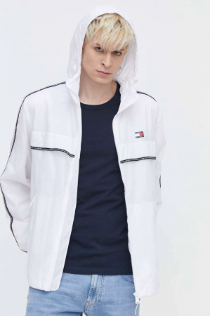 Geci si veste barbati - Geaca barbati Tommy Jeans culoarea alb, de tranzitie
