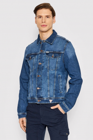 Geci si veste barbati - Jacheta de denim Guess cu aspect decolorat M1YXN1