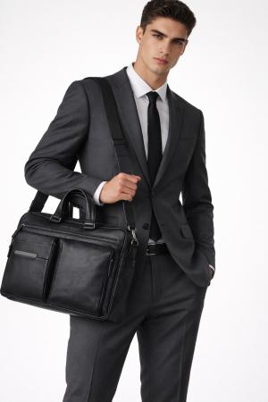 Geanta laptop piele neagra Piquadro eleganta business [2]