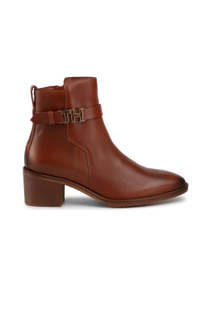 Cizme dama - Ghete Tommy Hilfiger Botine Th Hardware Leather Mid Bootie