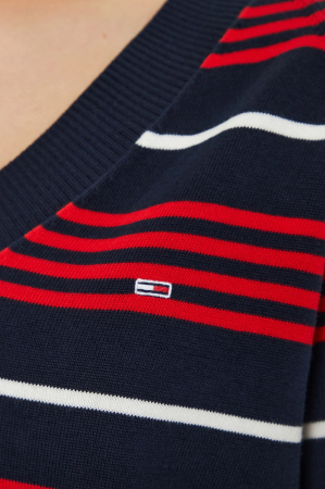 Pulover dama Tommy Jeans V-neck and stripes DW0DW18652 [3]
