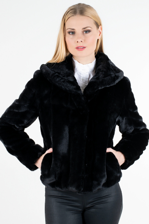 Geci si Veste dama - Jacheta Guess din blana sintetica cu gluga Sophy