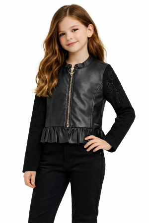 FETE - Geaca fete din imitatie de piele stil biker GUESS J5RL12