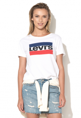 Tricouri dama - Levi's, Tricou alb cu imprimeu logo 17369-0297