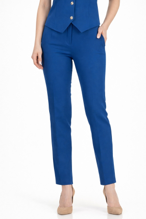 Pantaloni dama - Pantaloni din stofa cu talie inalta si buzunare laterale