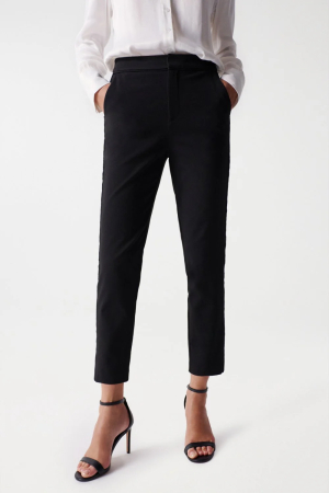 Pantaloni dama - Pantaloni dama Salsa Jeans chino crop slim cu talie inalta