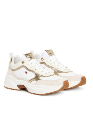 Pantofi dama Tommy Hilfiger FW0FW09204 alb cu auriu chunky runner din piele [1]