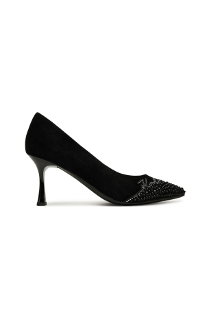 INCALTAMINTE - Pantofi pumps dama Karl Lagerfeld KL32712 negri cu toc si aplicatii stralucitoare
