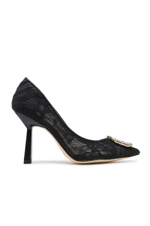 Pantofi dama - Pantofi Guess cu dantela, varf ascutit si aplicatie logo metalica