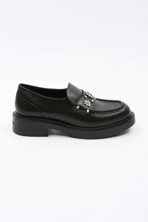 NOUTATI - Karl Lagerfeld leather loafers with rhinestones