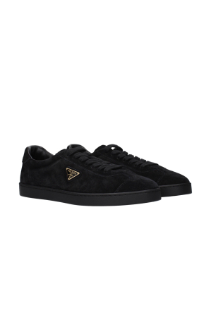 Prada Sneakers Barbati din Piele Intoarsa Neagra cu Logo Triunghiular [1]
