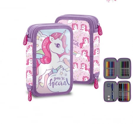 Penare - Penar Unicorn echipat, 2 compartimente KL10155