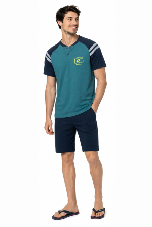 Toate Produsele - Pijama barbati Lotto LP1233C gri bleumarin set 2 piese din bumbac