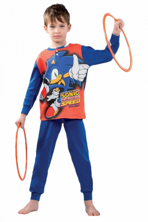Pijamale copii - Pijamale lungi Sonic The Hedgehog Speed Let's Roll