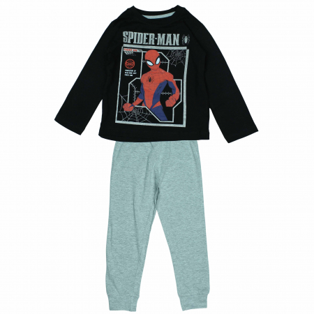 Pijamale copii - Pijamale lungi Spiderman,model 1208,Negru/Gri, 122 cm, 7 ani
