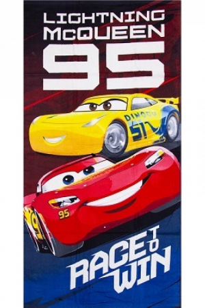 Prosoape si halate de baie copii - Prosop plaja Disney Cars Race to win , 70 x 140 cm