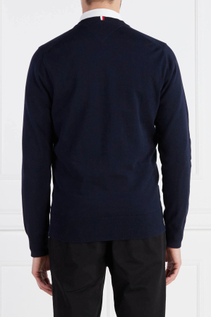 Pulover Tommy Hilfiger din amestec de bumbac organic cu decolteu in V [1]