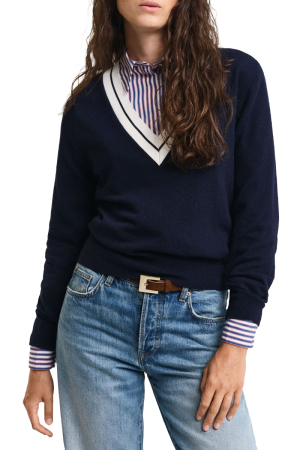 Pulovere dama - Pulover Dama Gant 4805303 Decolteu V Elegant