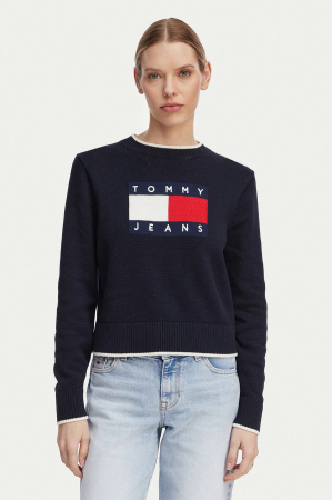 NOUTATI - Pulover dama Tommy Jeans Intarsia Flag Badge DW0DW22316