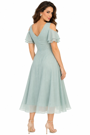 Rochie Eleganta Midi StarShinerS cu Umeri Decupati si Volane [1]