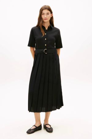 DAMA - Rochie dama plisata cu fenta cu nasturi Tommy Hilfiger WW0WW48756