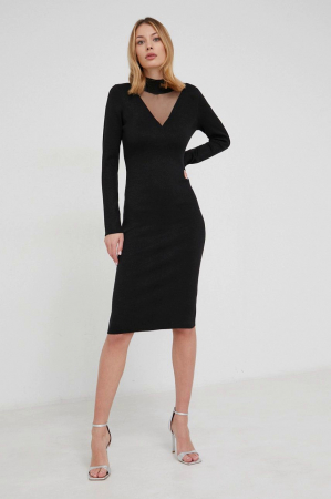 Rochii - Rochie midi tricotata Guess cu segment transparent