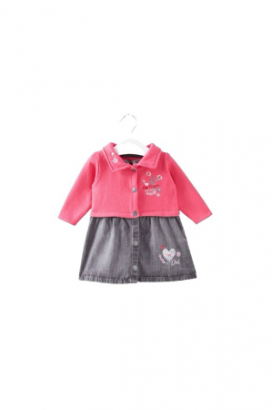 COPII - Rochie fete, Lee Cooper, rosu/gri, 6 luni
