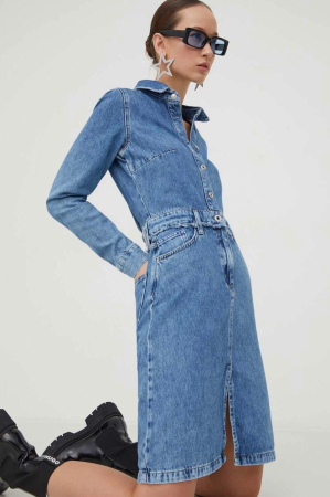 Rochie de denim Karl Lagerfeld Jeans cu aspect 2in1 [2]