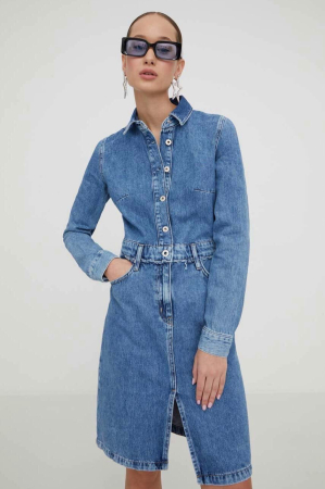 Rochii - Rochie de denim Karl Lagerfeld Jeans cu aspect 2in1