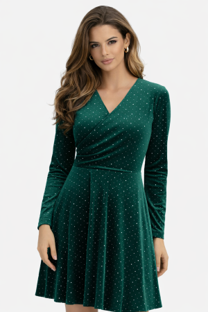 Rochii - short-velvet-dress-with-sequins-close-fit-neckline-with-spaghetti-straps