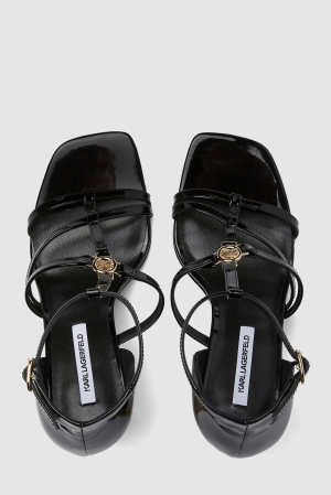 Sandale dama Karl Lagerfeld KL32001 din piele lacuita negre cu toc metalic [3]