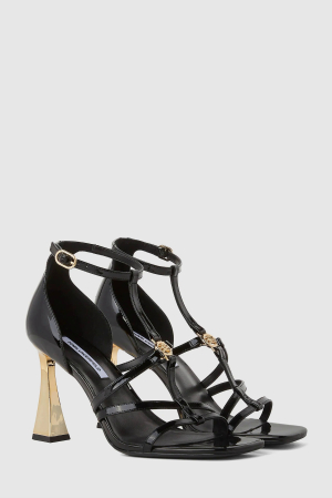 Sandale dama Karl Lagerfeld KL32001 din piele lacuita negre cu toc metalic [1]