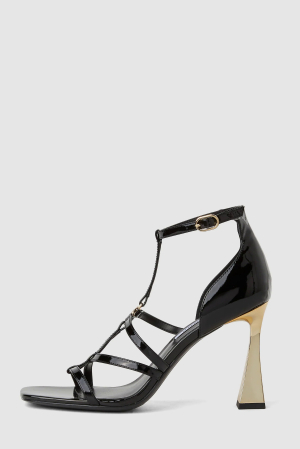 INCALTAMINTE DAMA - Sandale dama Karl Lagerfeld KL32001 din piele lacuita negre cu toc metalic