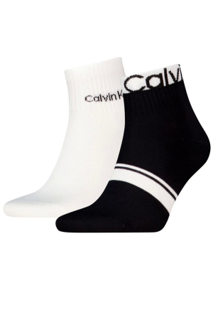 Sosete barbati - Set 2 perechi sosete scurte Calvin Klein alb negru cu logo
