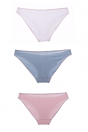 Set 3 mini slip dama, Cotonella,Alb/Albastru/Roz, Marime  S [1]