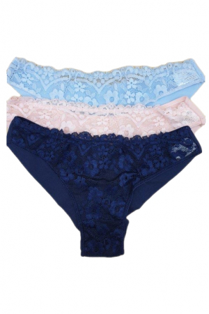 Lenjerie intima dama - Set 3 Slip brazilian dama, Emy,Multicolor, Marime S