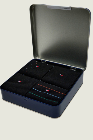 Set 4 perechi sosete lungi Tommy Hilfiger bleumarin cu logo [2]