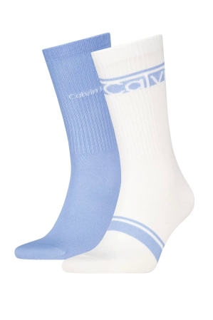 Sosete barbati - Set 2 perechi sosete lungi Calvin Klein alb verde cu logo