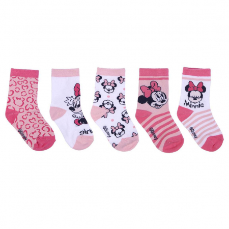Lenjerie intima copii - Set 5 Sosete bebe Minnie Mouse,Multicolor, Marime 17/18