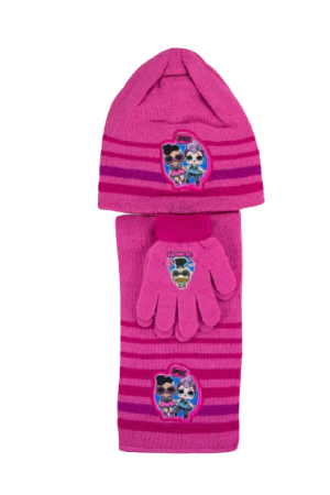 Toate Produsele - Set caciula-fular-manusi L.O.L Surprise!, Roz inchis, ONE SIZE