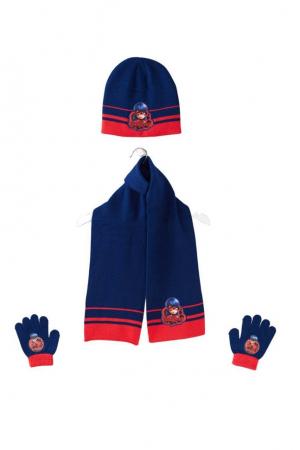 Accesorii imbracaminte copii - Set caciula-fular-manusi Miraculous Ladybug