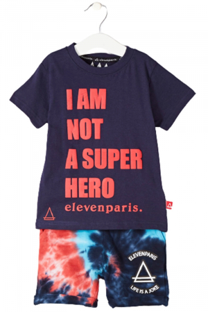 Compleuri copii - Set de pantaloni scurti si tricou Eleven Paris, Albastru ,Marime 4 ani