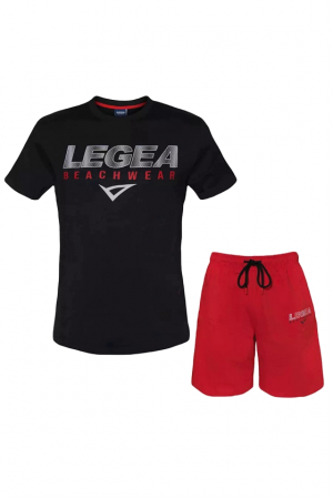 Tricouri barbati - Set de tricou si pantaloni scurti regular fit Legea,Negru/Rosu, XL INTL