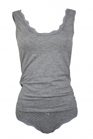 Super Reduceri -30%  Use code MEGA30 - Set maiou si chiloti dama Magic dream, model 8135, Gri,  L